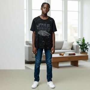 Star Wars Graphic Tee • Space Print • Black • Size L (10–12)